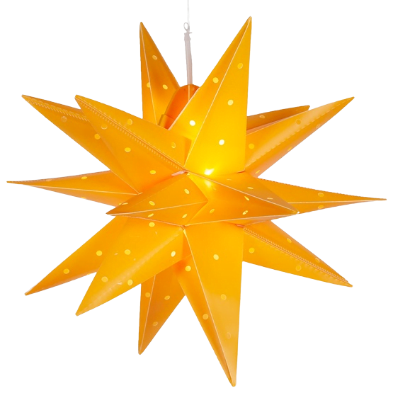 17 LED Aurora Superstar TM Fold-Flat Yellow Moravian Star Light, Outdoor Rated