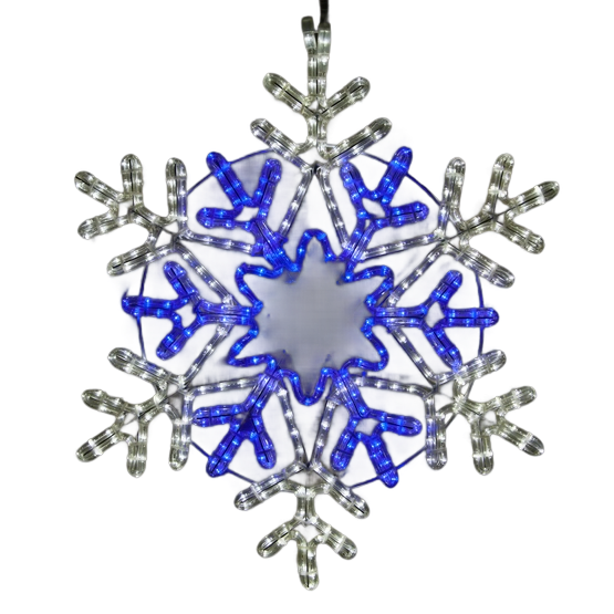 28 LED 48 Point Star Center Snowflake, Blue and Cool White Lights