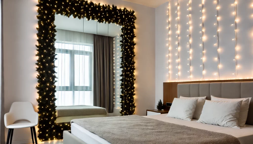 Bedroom With Garland Glow Adds Cozy Christmas Charm - 06