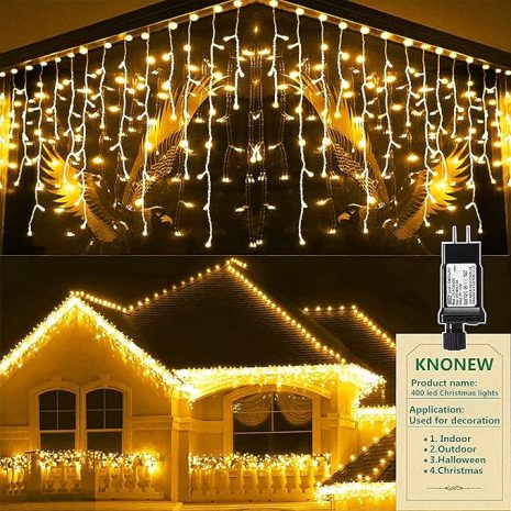 Clear Wire LED Christmas Curtain Fairy Lights Outdoor Decorations