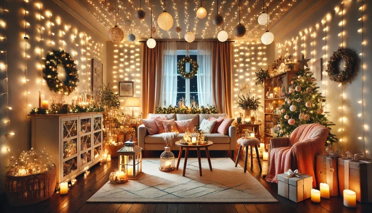 Upgrade Your Living Room with Christmas Lights Decor Ideas